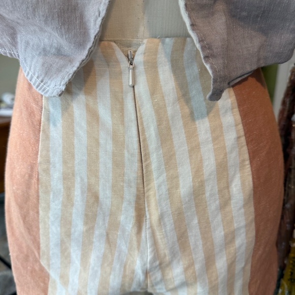 Anthropologie Beige and White Striped Short Jumpsuit - Picture 2 of 7